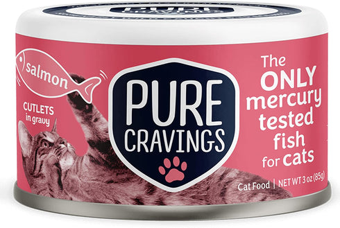 Pure Cravings Wet Cat Food Canned Salmon Cutlets in Gravy, 100% Mercury-Tested,