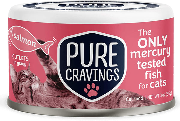 Pure Cravings Wet Cat Food Canned Salmon Cutlets in Gravy, 100% Mercury-Tested,