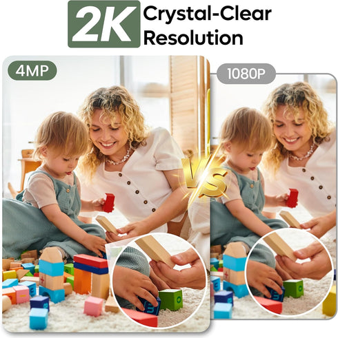 adomii 2K 33ft 2 Indoor Cameras for Home Security - Camera with Pan/Tilt, Night Vision, Way Audio, BLE Pairing - Motion