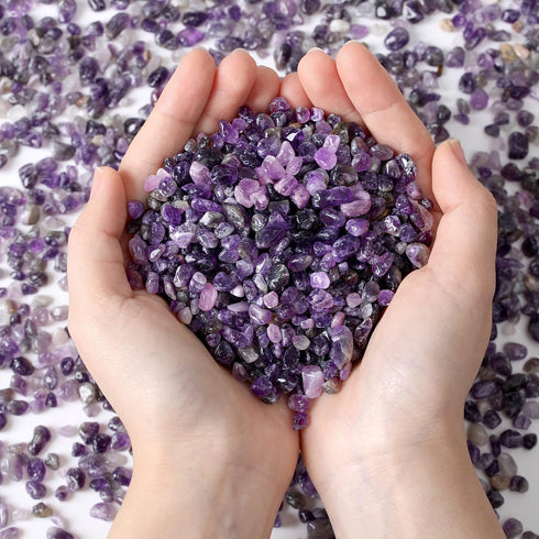 MAIBAOTA Natural Amethyst Crystal Quartz Rocks Chips for Small Fish Tank