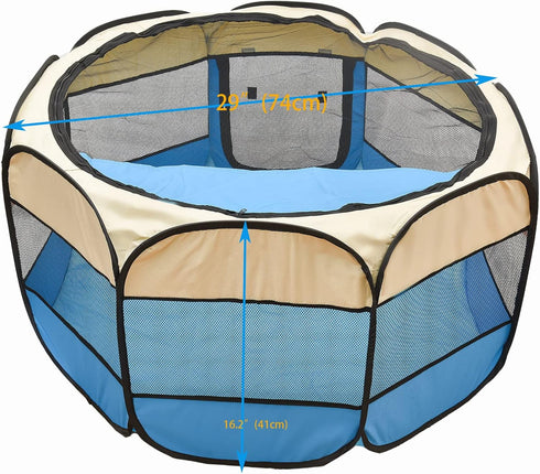 Pet Puppy Dog Playpen, Portable Foldable Cat Tent Crate, Indoor Outdoor Playground 29x16 (Grey)