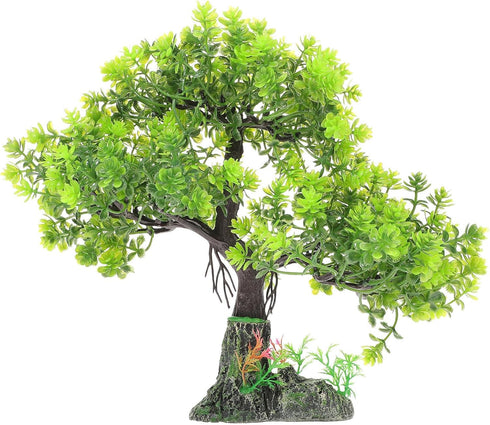 POPETPOP Artificial Aquarium Plant, Plastic Water Plant Tree for Fish Tank Bonsai Ornament and Decor