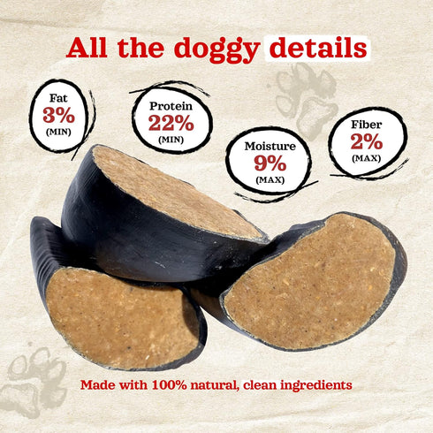 Natural Farm Bacon & Cheese Flavor Filled Cow Hooves for Dogs, 4-Pack