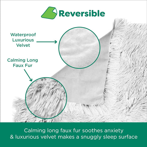 Furhaven Waterproof Throw Blanket for Dogs & Indoor Cats, Washable Shaggy Plush Calming Velvet Blanket, Mist Gray, Large