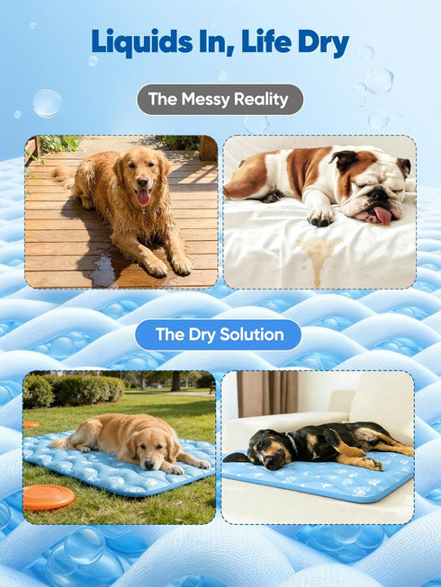 36"x27" 3.0 Rywell Super-Absorbent Cooling Mat for Dogs Arc-Chill & Color-Changing Dog Cooling Mat, Stay Cool & Dry