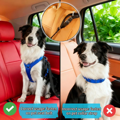 RyanDesign 2-in-1 2-Pack Car Seat Belt for Dogs, Headrest Dog Safety Harness & Leash - Adjustable Nylon Vehicle Pet