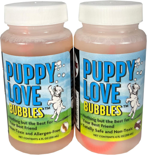 Puppy Love Bubbles 4oz. Bottle-2 Pack, Peanut Butter Scented Bubbles for Dogs in Peanut Butter Flavor