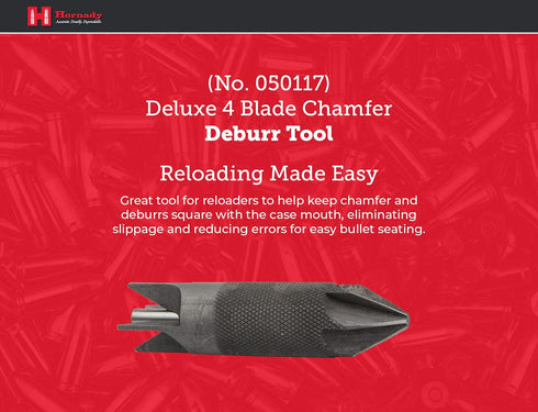 Hornady Deluxe 4-Blade Chamfer and Deburring Tool 050117 - Double Ended Case Prep Reloading Tool for Chamfering The Inside Edge and Deburring The Outside Edge of Cases for Accurate Bullet Seating