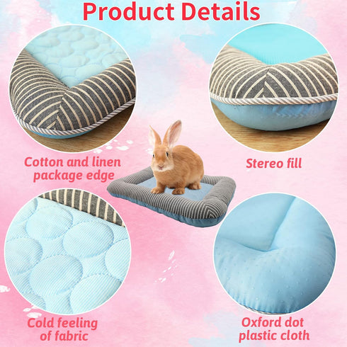 PINVNBY Rabbit Bed Cooling Pad, 20.8" L*16.9" W Ice Silk Summer Pet Sleeping Pad, Washable for Bunnies and Guinea Pigs