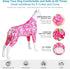 LovinPet Pitbull Pet Outfit - Post Surgery Recovery Pajamas for Dogs, Reflective Stripe, Full Coverage Onesie, Pink
