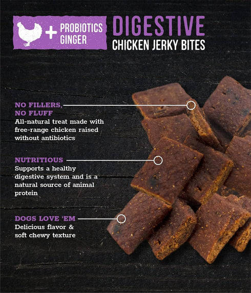 Wholesome Pride Chicken Recipe Jerky Bites Dog Treats - 8 oz Digestive Support