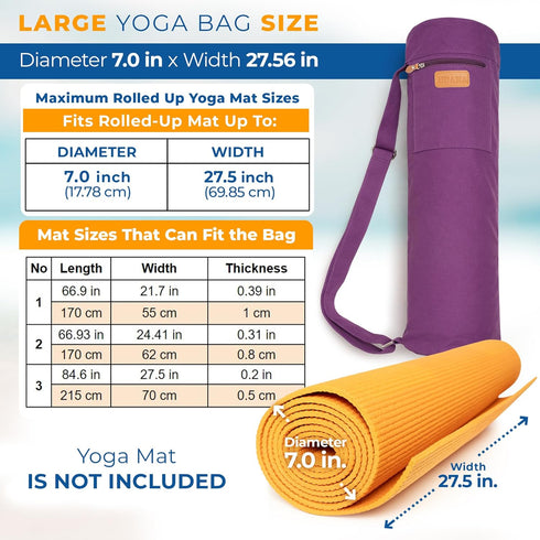 UDANA Large Yoga Mat Bag for Women & Men with Three Storage Pockets, Adjustable Shoulder Strap, Great for Gym & Travel