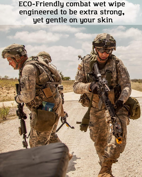 COMMANDO Backpacking Black Unscented Camouflage Wet Wipes - Combat Wipes - Thick Biodegradable, Heavy Duty Cleansing