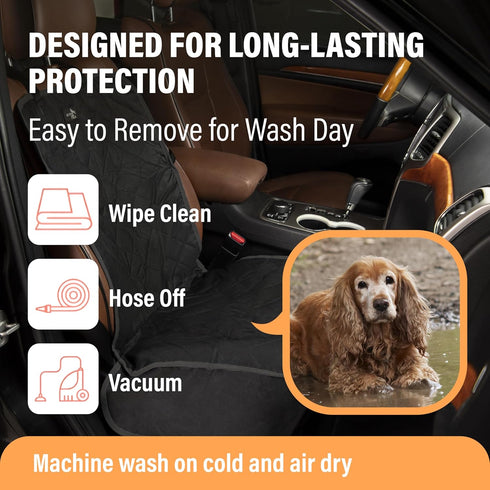 Active Pets Dog Car Seat Cover, Waterproof Front Seat Protector for SUV Truck Sedan, Pet Safety Travel Comfort System