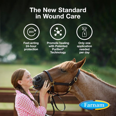 Farnam Purishield Horse Wound Care Spray, Fast-Acting for Horses, Dogs, Cats & Livestock, 24-Hour Protection