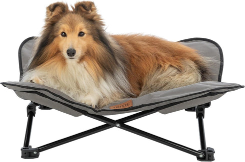 TRIXIE Camping Cot for Dogs - Elevated Folding Padded Pet Bed, Raised Travel Lounger for Small to Medium Dogs