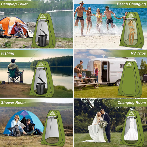 YOSN Set, Portable Toilet with Pop-Up Privacy Tent Adjustable Height Camping Toilet for Outdoor with Portable Bathroom