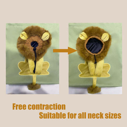 Lion-Shaped Show Head Pet Canvas Shoulder Bag, Pet Out Bag (Light Green-Large)
