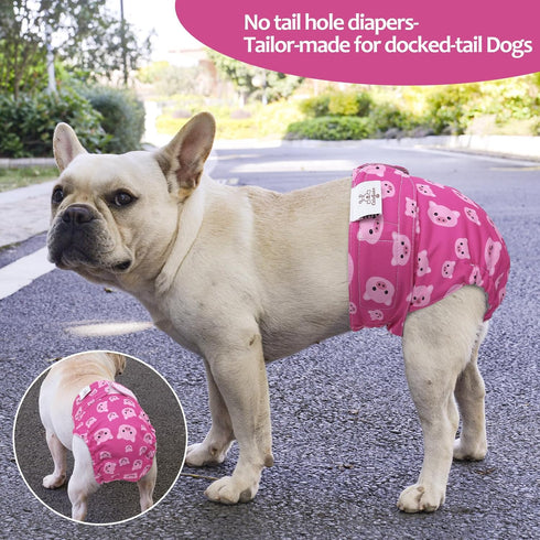 3 Pack WWD15S CuteBone Washable Dog Diapers Female No Tail Hole Reusable Doggie Period Training Pants for Docked-Tail