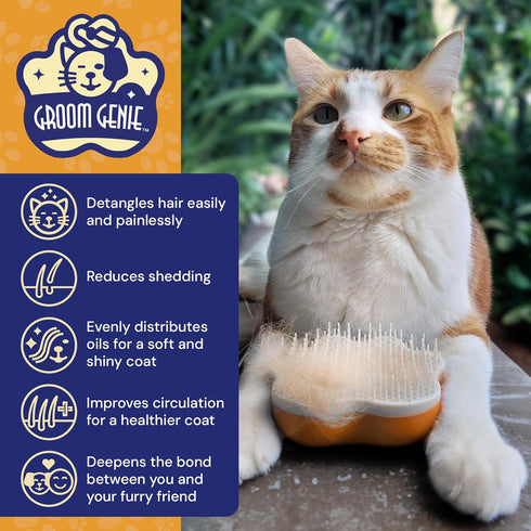Large 5" Dog Pet Hair Massaging Brush Grooming Tool for Cats, Dogs, Long or Short Hair, Tangerine Orange