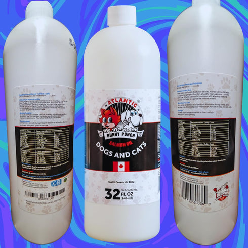 BUNNY PUNCH SINCE 1990 32 oz Bunny Punch Pure Atlantic Salmon Oil for Dogs & Cats - Liquid Food Topper