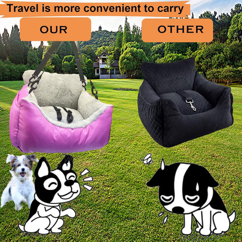 Amremsu 25,Fully Small Dogs Car Seat Under Detachable and Washable Ultra Soft Carseat Travel, with Clip-on,Portable