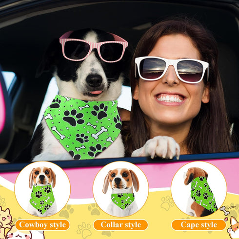 120 30 Sanwuta Pcs Bandanas for Dogs Bulk Dog Bone and Paw Print Pattern Triangle Bandanas for Groomers Washable Pet