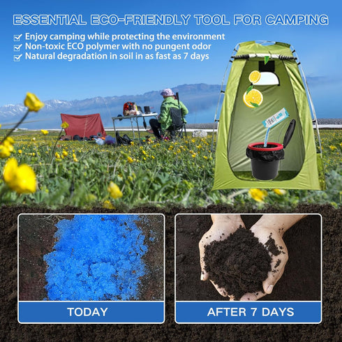 Portable Toilet Absorbent Gel - Poo Urine Powder for Camping, Outdoor, Hiking
