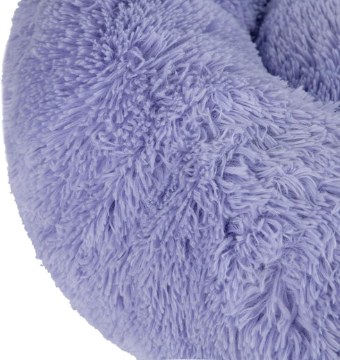 Best Pet Supplies Round Donut Dog Bed with Plush Faux Fur Fabric, Calming Cushion for Indoor Pets, Lavender, 20x20x6''