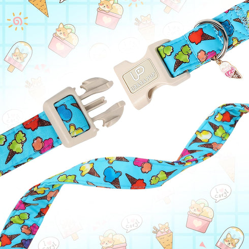 Summer Summer Dog Collar, Colorful Icecream Cotton Dog Collar with Quick Release, Collars for Small Medium Large Boys