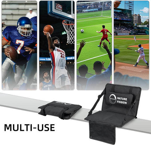 NATUREFISSION Non Metal Stadium Seat with Back and Lumbar Support and Padded Cushion Foldable and Portable Perfect