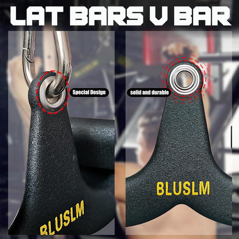 LAT Pull Down Bar for Cable Machine - T Bar V Bar Attachments for Strength Training, Back and Tricep