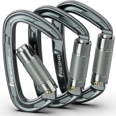 FresKaro 4inches Climbing Carabiners, 25kN-5621lbs, UIAA CE Certified, Twist Auto Locking, Lightweight Rust Proof,