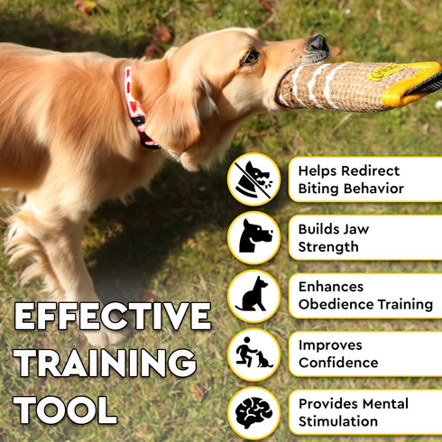 Dog Bite Tug Toy, 12 x 3.2 Inches, Durable Pull Toy with 2 Soft Handles, Tough Jute Bite Pillow