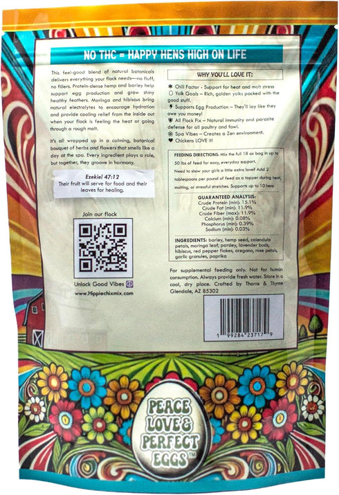 Thorns & Thyme Immunity Hippie Chix Mix Cooling Hemp Blend Chicken Supplement for Heat Stress & Hydration High-Protein