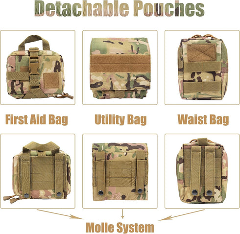 Tactical Dog Harness with Pouches, Adjustable No-Pull Military Dog Vest for Large Medium Dogs, Handle for Walking