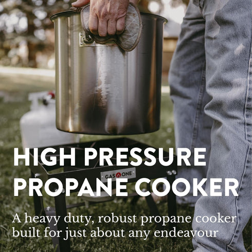 GasOne B-5200K Outdoor Cooker, High Pressure Propane Burner Camp Stove with Steel Braided Hose