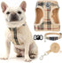 EXPAWLORER Khaki Small Dog Harness and Leash Set with AirTag Holder, Soft Padded No Pull Reflective Vest for Medium Dogs