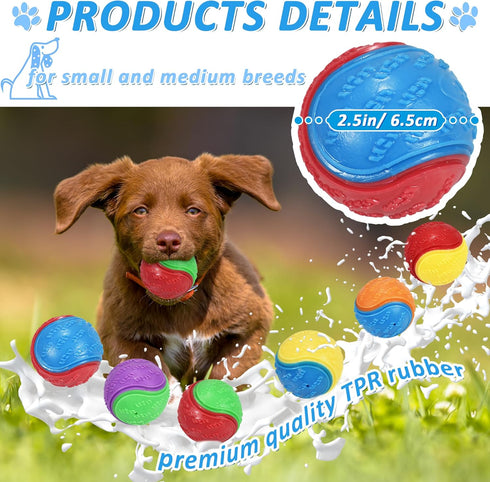 6Pcs Squeaky Dog Balls, Tough Training Toys for Dogs, High Bouncy Balls for Interactive Play and Teething (2.5in)