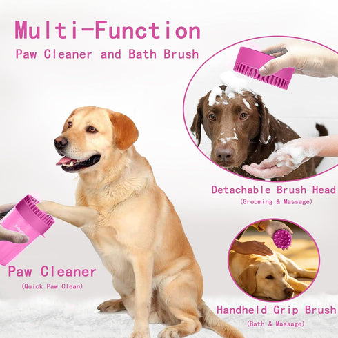 Kabetig 2-in-1 3 Dog Paw Cleaner Kit for L/XL Dogs - Quick Clean No Full Bath, Paw Wash Cup with Detachable Silicone
