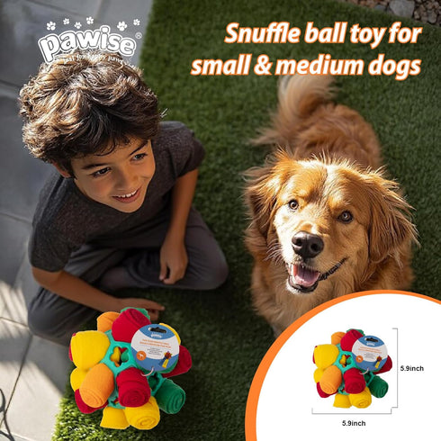 PAWISE Snuffle Ball for Dogs, Sniffle Treat Puzzle Toy, Dog Snuffle Ball Slow Feeder, Enrichment Toy for Mental