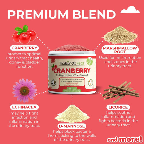 Cranberry Powder for Dogs, Urinary Tract Health, Bladder Support, Bacon Flavor, 100 Scoops
