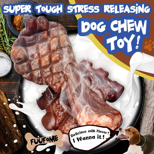 Dog Chew Toys for Aggressive Chewers - 2 Pack Indestructible Nylon Teething Bone Toy for Large Breed Dogs