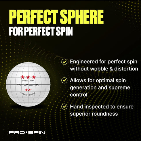 3-Star 40+ PRO-SPIN Ping Pong Balls ITTF-Approved Premium Table Tennis Balls | High-Performance ABS Professional
