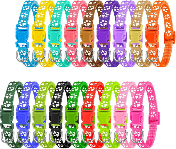 18 Pcs Adjustable Puppy Collars for Litter, Soft Nylon Whelping ID Collars with Safety Quick Release Buckle for Small