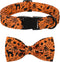Lionet Paws Halloween Dog Collar with Bowtie - Cute Adjustable Cotton Fall Bowtie Collar for Small Medium Large Dogs