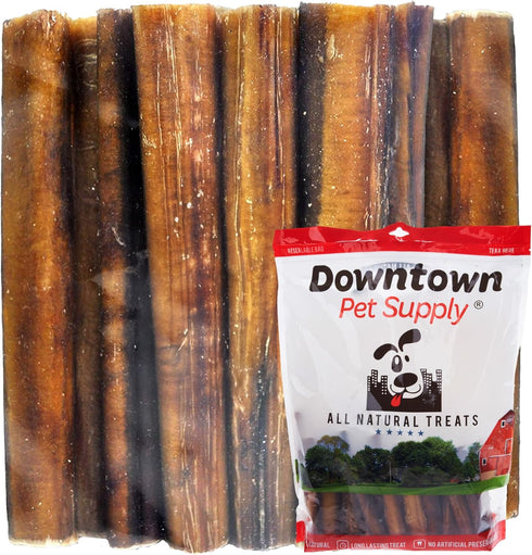 Downtown Pet Supply Jumbo Bully Sticks 12", 8 Oz. for Large Dogs | Rawhide Free, Long Lasting Chews, Low Odor, Single
