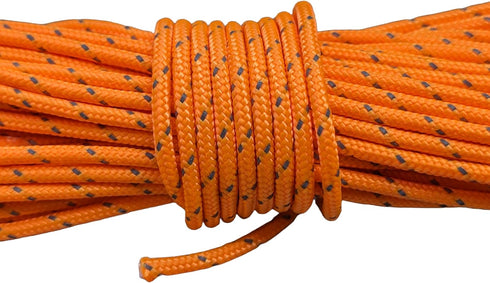 Ultra Light Dyneema Reflective Orange Rope 1/16 Inch Diameter | 440lbs Breaking Strain | 105 Feet for Sailing
