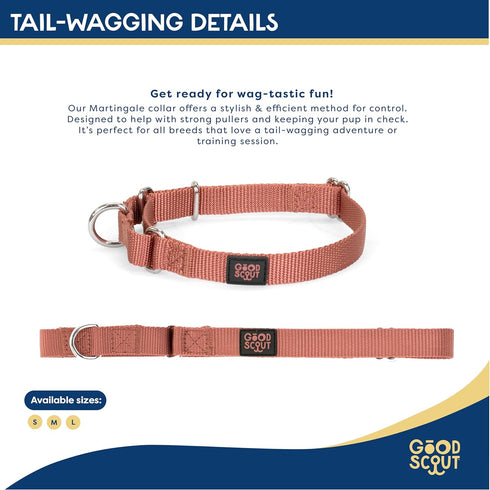 Martingale Heavy Duty Dog Collar for Large Dogs, Durable Slip-on Reflective Training Collar with D-Ring (Brick)