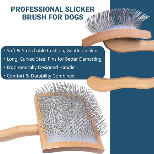 JENFOSLAN (4PCS, Slicker Brush for Dogs, Professional Dog Grooming Brush for Golden Doodle & Poodle - Deshedding Dog